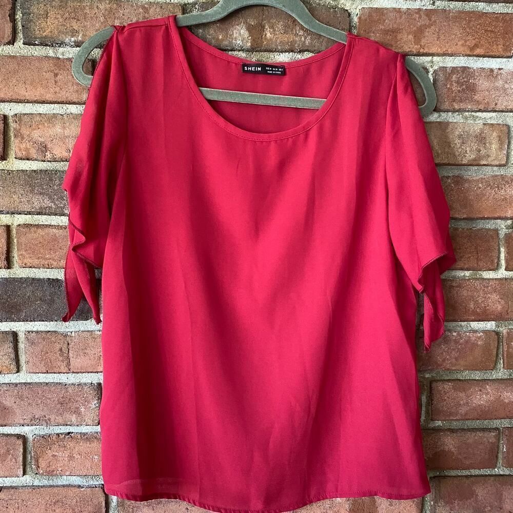 Cut-out Knot Sleeve Blouse Pink Medium